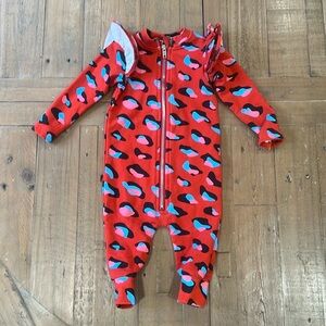 Romey loves Lulu red leopard zip front romper